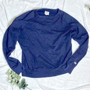 CHAMPION Blue Heathered Crewneck Pullover, Size Medium